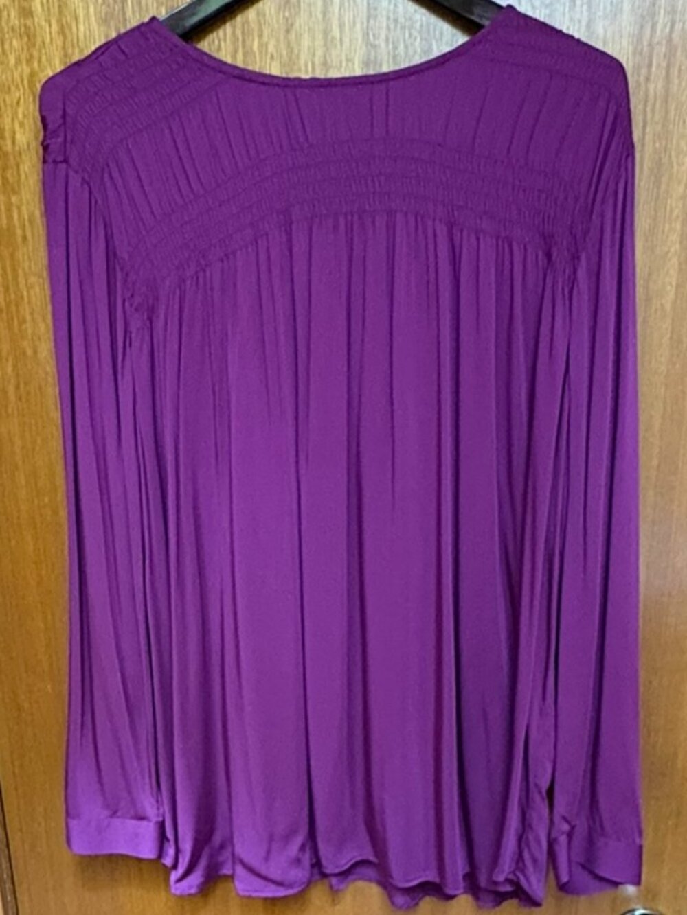 J. Jill Bohemian Smocked Peasant Tunic Blouse XL Pink Violet Purple top NWT